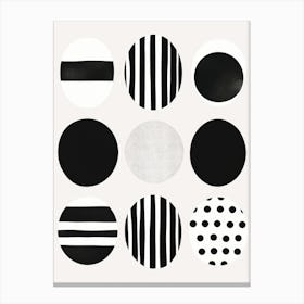 Black And White Circles 1 Canvas Print