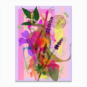 Lavender 2 Neon Flower Collage Canvas Print