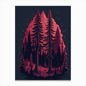 A Fantasy Forest At Night In Red Theme 14 Canvas Print