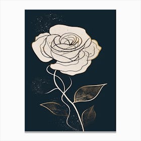 Line Art Roses Flowers Illustration Neutral 3 Canvas Print
