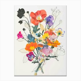 Portulaca 1 Collage Flower Bouquet Canvas Print