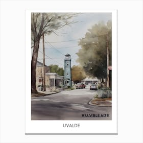 Uvalde Watercolor 1travel Poster Canvas Print