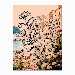 Amalfi Coast, Flower Collage 0 Canvas Print