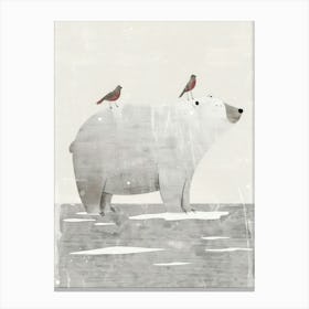 Polar Bear And Birds 4 Canvas Print