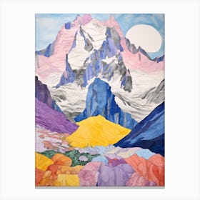 Mont Blanc France 3 Colourful Mountain Illustration Canvas Print