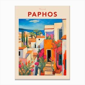Paphos Cyprus 2 Fauvist Travel Poster Canvas Print
