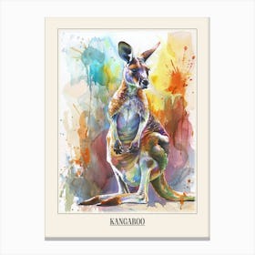 Kangaroo Colourful Watercolour 1 Poster Canvas Print