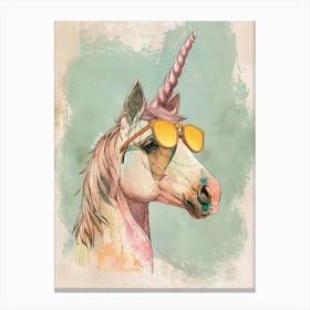Pastel Unicorn In Sunglasses Illustration 2 Canvas Print