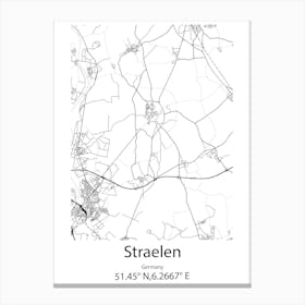 Straelen,Germany Minimalist Map Canvas Print