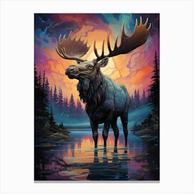 Moose At Sunset Canvas Print