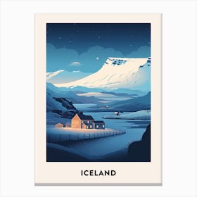 Winter Night  Travel Poster Iceland Canvas Print