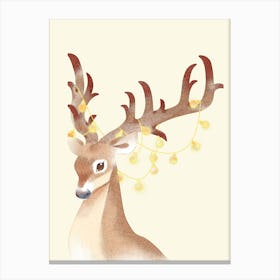 Deer With Christmas Lights Canvas Print