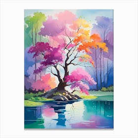 Tree By The Lake Canvas Print