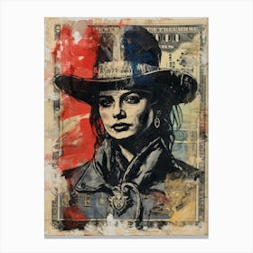 Expressionism Cowgirl Red And Blue 4 Canvas Print