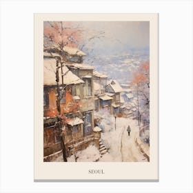 Vintage Winter Painting Poster Seoul South Korea Canvas Print