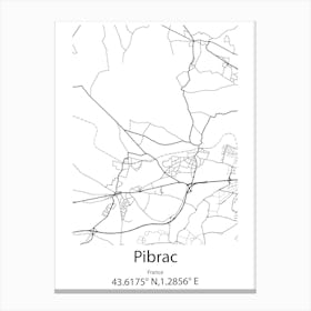 Pibrac,France Minimalist Map Canvas Print