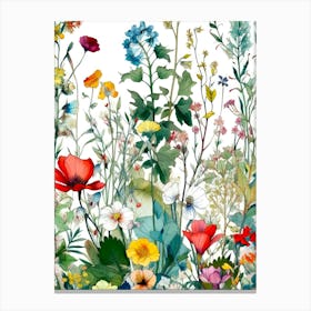 Watercolor Wild Flowers nature meadow Canvas Print