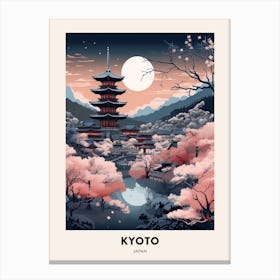 Winter Night  Travel Poster Kyoto Japan 2 Canvas Print