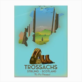 Trossachs Stirring Scotland Travel poster map Canvas Print