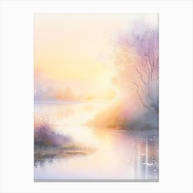 Sunrise Over River Waterscape Gouache 2 Canvas Print