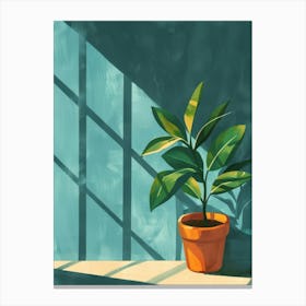 Potted Plant On Window Sill 3 Canvas Print