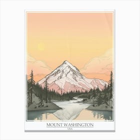 Mount Washington Usa Color Line Drawing 1 Poster Canvas Print