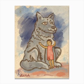 The Girls Who Hugs The Wolf Canvas Print