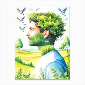 Man With Tree On His Head Canvas Print