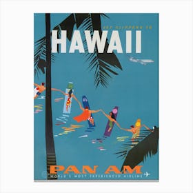 Hawaii Surfers Vintage Travel Poster Canvas Print