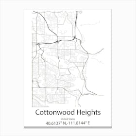 Cottonwood,United States Minimalist Map 1 Canvas Print