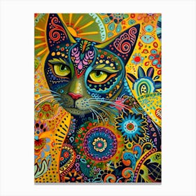 Kitsch Colourful Cat Portrait 4 Canvas Print