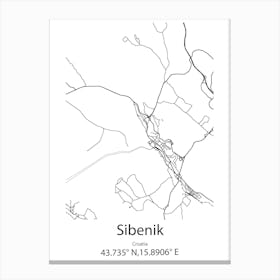 Sibenik,Croatia Minimalist Map Canvas Print