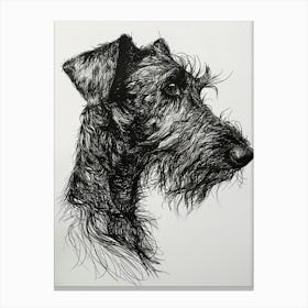 Irish Wolfhound Terrier Dog Line Sketch 2 Canvas Print