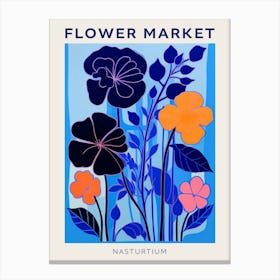 Blue Flower Market Poster Nasturtium 2 Canvas Print
