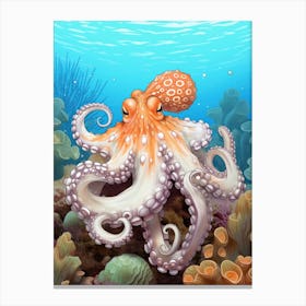Coconut Octopus Illustration 2 Canvas Print