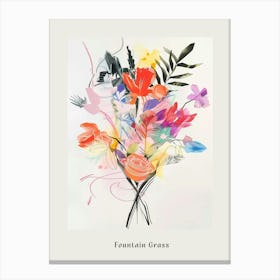 Fountain Grass 1 Collage Flower Bouquet Poster Canvas Print