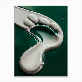 White footprint on green grass Canvas Print