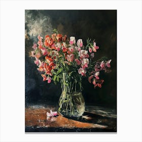 Baroque Floral Still Life Sweet Pea 2 Canvas Print