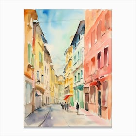 Trieste, Italy Watercolour Streets 3 Canvas Print