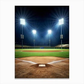 Baseball Field At Night Canvas Print