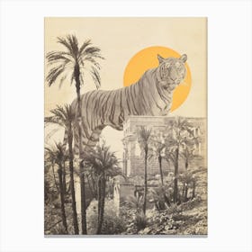 Giant Tiger In Ruins Canvas Print