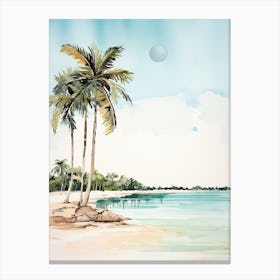 Watercolour Of Playa Paraiso   Cayo Largo Cuba 0 Canvas Print