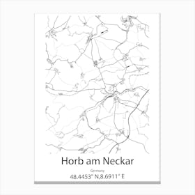 Horb Am Neckar,Germany Minimalist Map Canvas Print