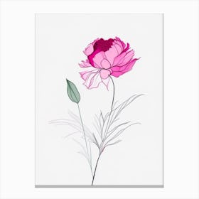 Peony Floral Minimal Line Drawing Flower Canvas Print