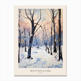 Winter City Park Poster Mount Royal Park Montreal Canada 2 Canvas Print