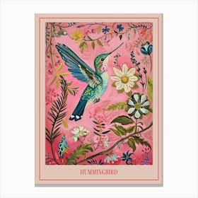 Floral Animal Painting Hummingbird 1 Poster Canvas Print