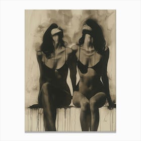 Two Women In Lingerie Canvas Print