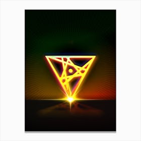 Neon Geometric Glyph in Watermelon Green and Red on Black n.0274 Canvas Print