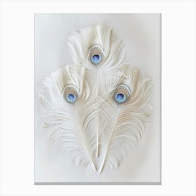 White Peacock Feathers Canvas Print