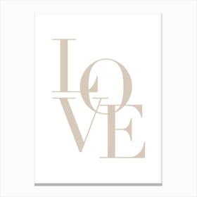 Typography "Love" in Beige Canvas Print